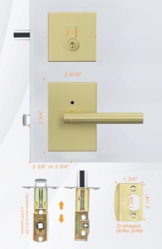 GoldenWarm Gold Door Handle with Deadbolt