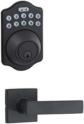 Easy Lock with Amazon Basics - 508x308x01in Keyed Door Lock - Matte Black