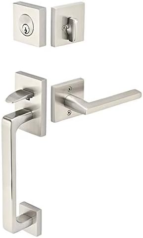 Emtek 4820 Baden Single-Cylinder Door Handleset with Helios Levers Satin Nickel