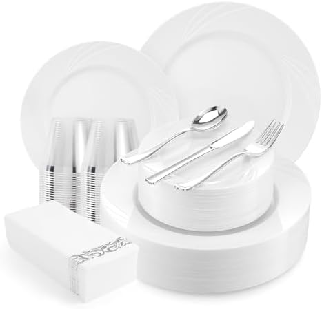Elegant Plastic Dinnerware Set for 50 Guests