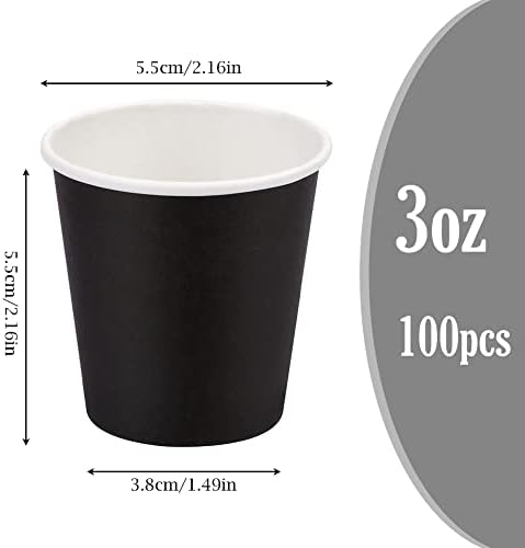 Prgery 100-Pack 3oz Reusable Black Cups for Bathroom Office Use