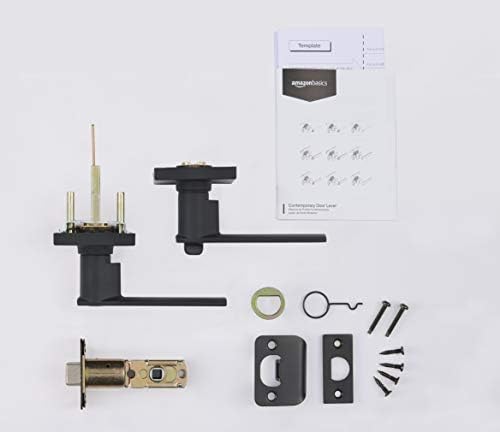 Amazon Basics Door Lever Kit - Matte Black 6-Pack
