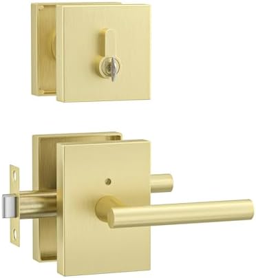 GoldenWarm Gold Door Handle with Deadbolt