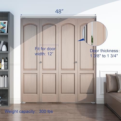 JUBEST48 Bifold Door Hardware Kit - Smooth Quiet Operation