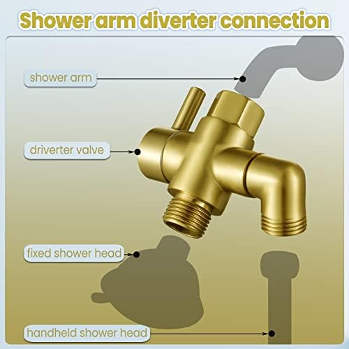 Safe Reliable Metal Shower Diverter Brushed Gold