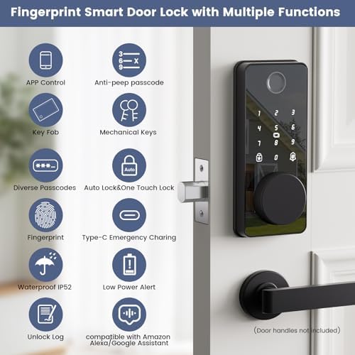 Front Door Smart Lock with Fingerprint Keypad