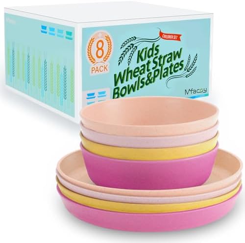 Unbreakable Kids Lunchbox Set with Wooden Wheat Straw Plates and Bowls