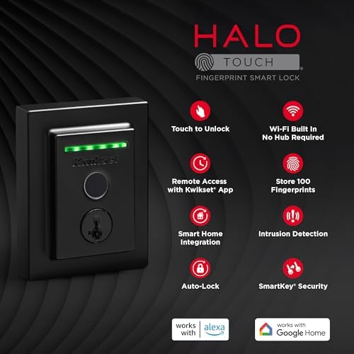 Kwikset Halo Touch Fingerprint Wi-Fi Smart Lock Easy Install Security