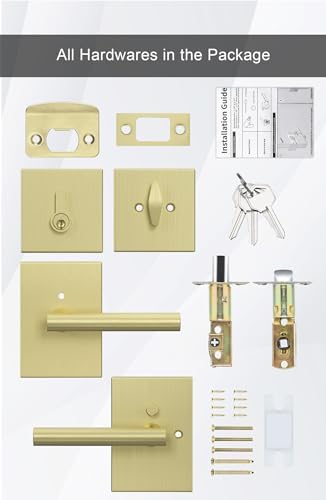 GoldenWarm Gold Door Handle with Deadbolt