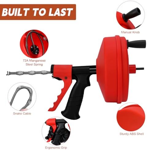45FT Plus 10-in-1 Drain Snake Auger for Kitchen Bathroom Cleaning
