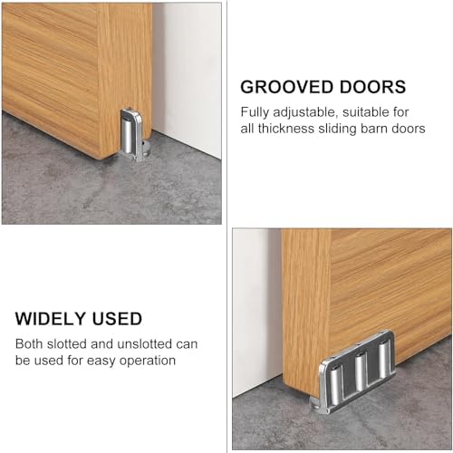 2-Piece Barn Door Floor Guide Set with Adjustable Rollers