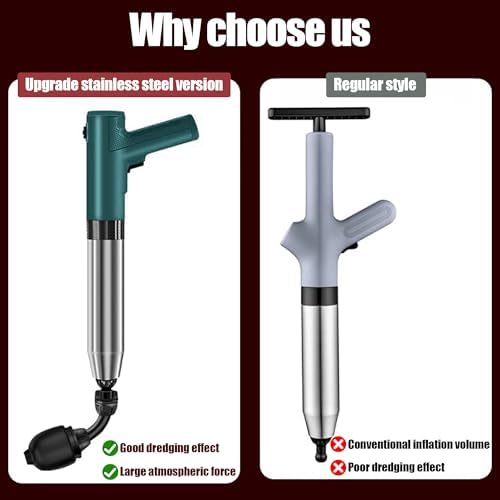 Stainless Steel Toilet Plunger Blaster with Real-Time Barometer