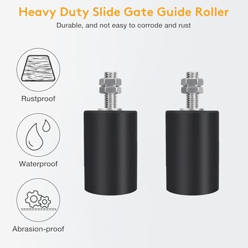 2-Piece Heavy Duty Gate Roller Guide with L-Shaped Steel Bracket