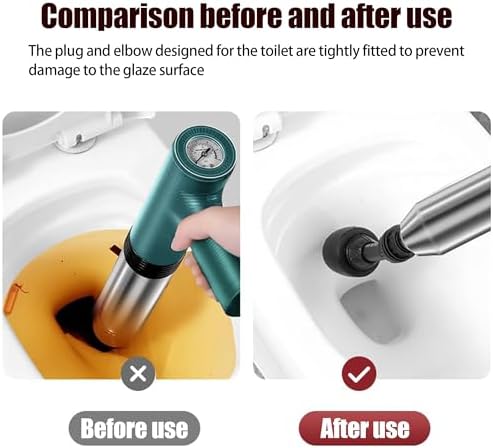 Stainless Steel Toilet Plunger Blaster with Real-Time Barometer