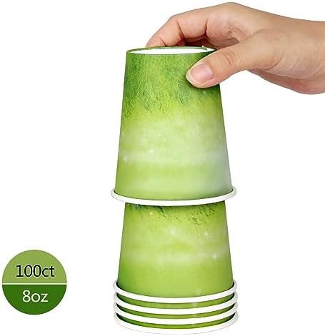 YesFresh 8oz Disposable Hot Beverage Paper Cups Green