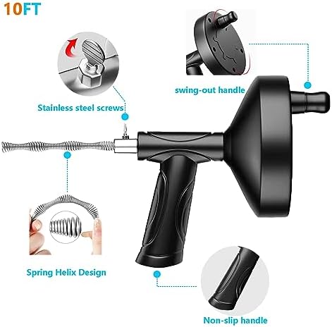 DR 10FT Drain Auger Effortless Clog Removal