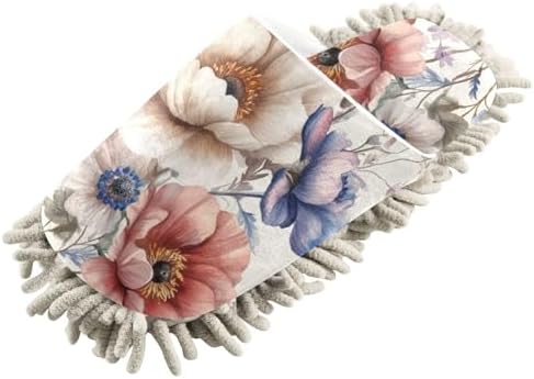 Microfiber Cleaning Slippers with Blooming Flowers Design 1
