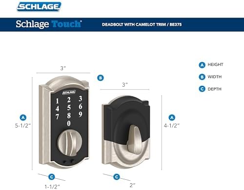 Secure and conveniently keyless entry SCHLAGE BE375 CAM 716 Touch Deadboltoslts Aged Bronze