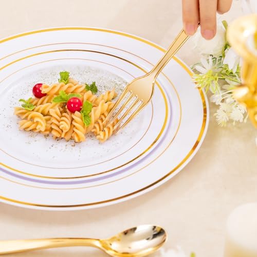 Stunning 350-Piece Gold Plastic Dinnerware Set for Parties
