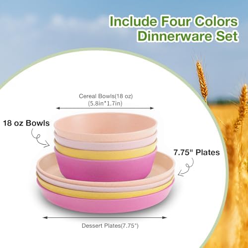 Unbreakable Kids Lunchbox Set with Wooden Wheat Straw Plates and Bowls