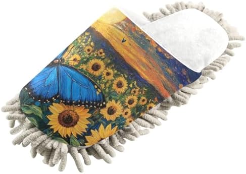 Burbuja Sunflowers Butterfly Design Mop Slippers for Kitchen Living Room