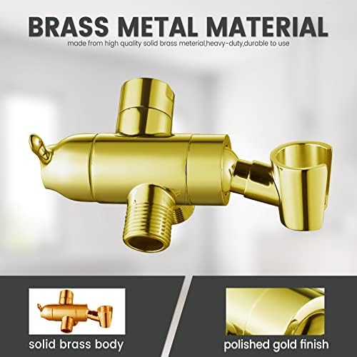 G12 Brass Shower Diverter Valve with Gold Finish for Handheld Fixed Showers