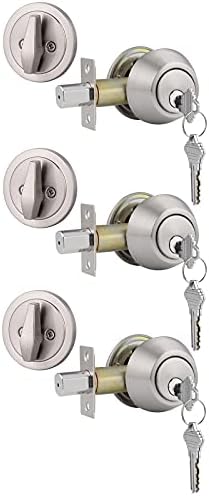Gobrico 3 Satin Nickel Keyed Single Deadbolts
