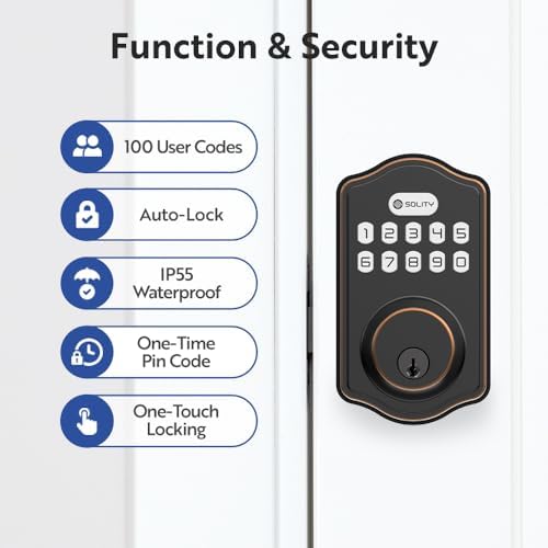 Solity Smart Digital Smart Door Lock - Oil Rubbed Bronze Keypad