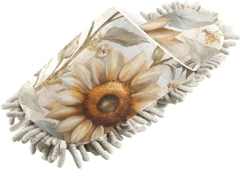 FLildon Microfiber Cleaning Slippers Elegant Sunflowers Soft Washable Mop Shoes for MenWomen