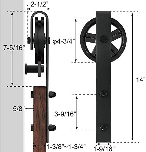 WINSOON 5-16FT Single Wood Sliding Barn Door Hardware Kit