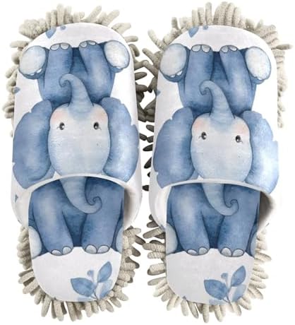 Microfiber Floor Slippers Blue Elephant Size L