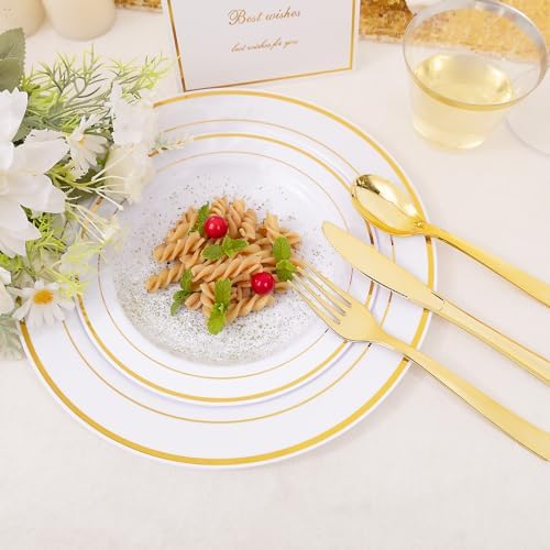 Stunning 350-Piece Gold Plastic Dinnerware Set for Parties