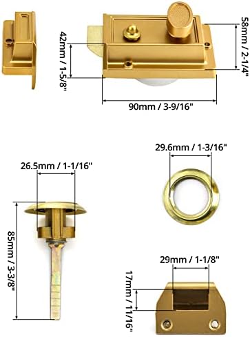 QWORK Night Latch Deadbolt Key with Gold Finish