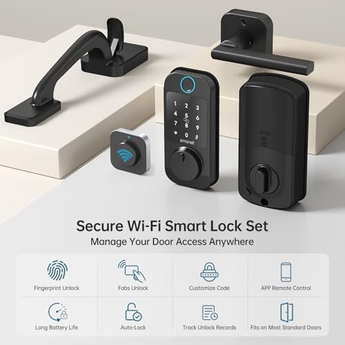 Secure Front Door Smart Lock Set with Fingerprint Bluetooth