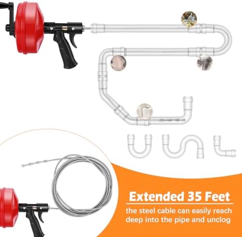 35FT Drain Snake Set for Plumbing Experts