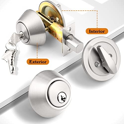 Probrico Deadbolt - 2-Pack Keyed Alike Door Hardware Brushed Nickel