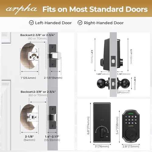Alpha Keyless Entry Door Lock with 2 Door Knobs