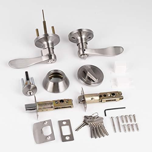 Probrico 4-Pack Door Knobs With Deadbolts Set Satellite Nickel Finish