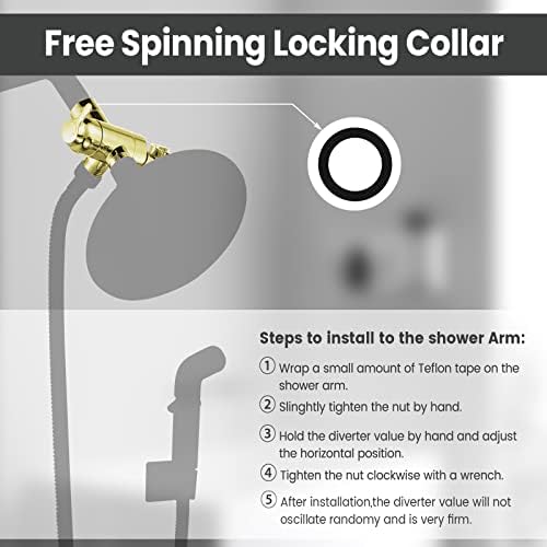 G12 Brass Shower Diverter Valve with Gold Finish for Handheld Fixed Showers