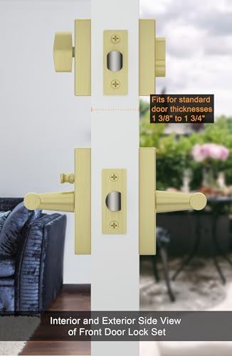 GoldenWarm Gold Door Handle with Deadbolt