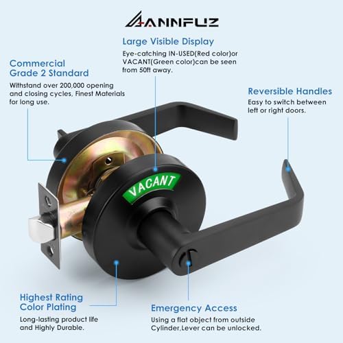 AnnefuZ Elite Vacant or In-Use Bathroom Lock 20