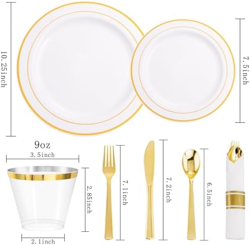Stunning 350-Piece Gold Plastic Dinnerware Set for Parties