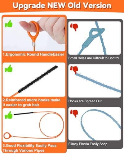 Anti-Break Metal Snake Drain Hair Remover Set
