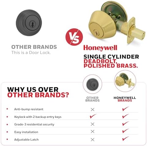 Secure Entry Perfect for Home Doors Honeywell Deadbolt