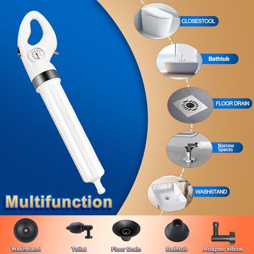 Powerful Sons Drain Unblocker High Pressure Pneumatic Plunger for Toilets Bng b