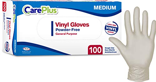 Care Plus Medium Size Disposable Vinyl Gloves