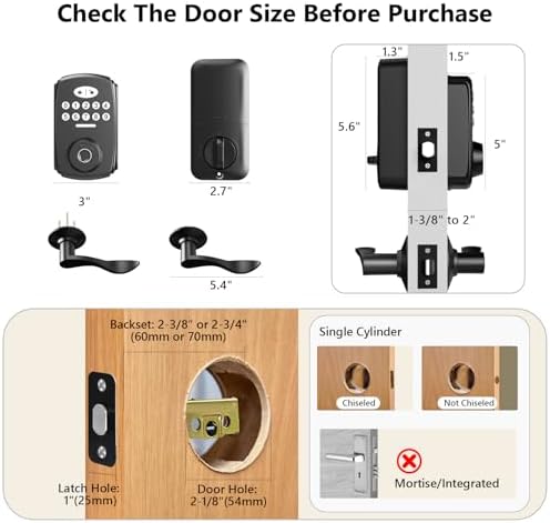 Matte Black Entry Door Lock Set - Advanced Security with 2 Lever Handles