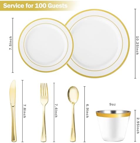 N9R Gold Plastic Dinnerware Set 600PCS
