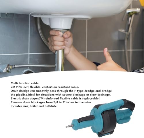Generic 610RPM Electric Drain Auger 7m Flexible Cable