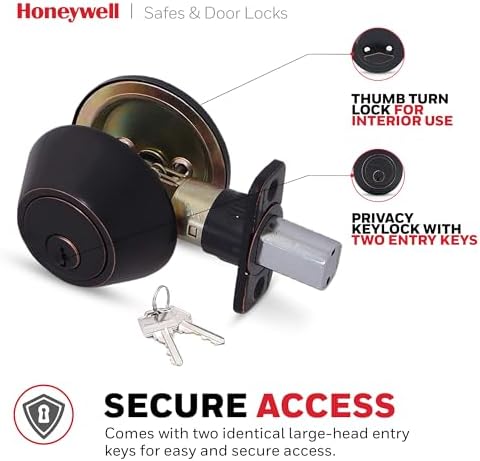 Honeywell Deadbolt Set with 2 Keys Oil Rubbed Bronze 3x5x85 inches